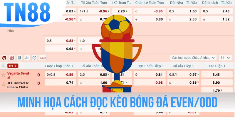 Thông tin minh họa cách đọc kèo bóng đá Even/Odd